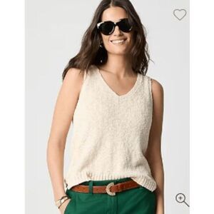 NWT J Crew Beach sweater/tank/top/shirt Sz S knit V neck current style tan/ivory